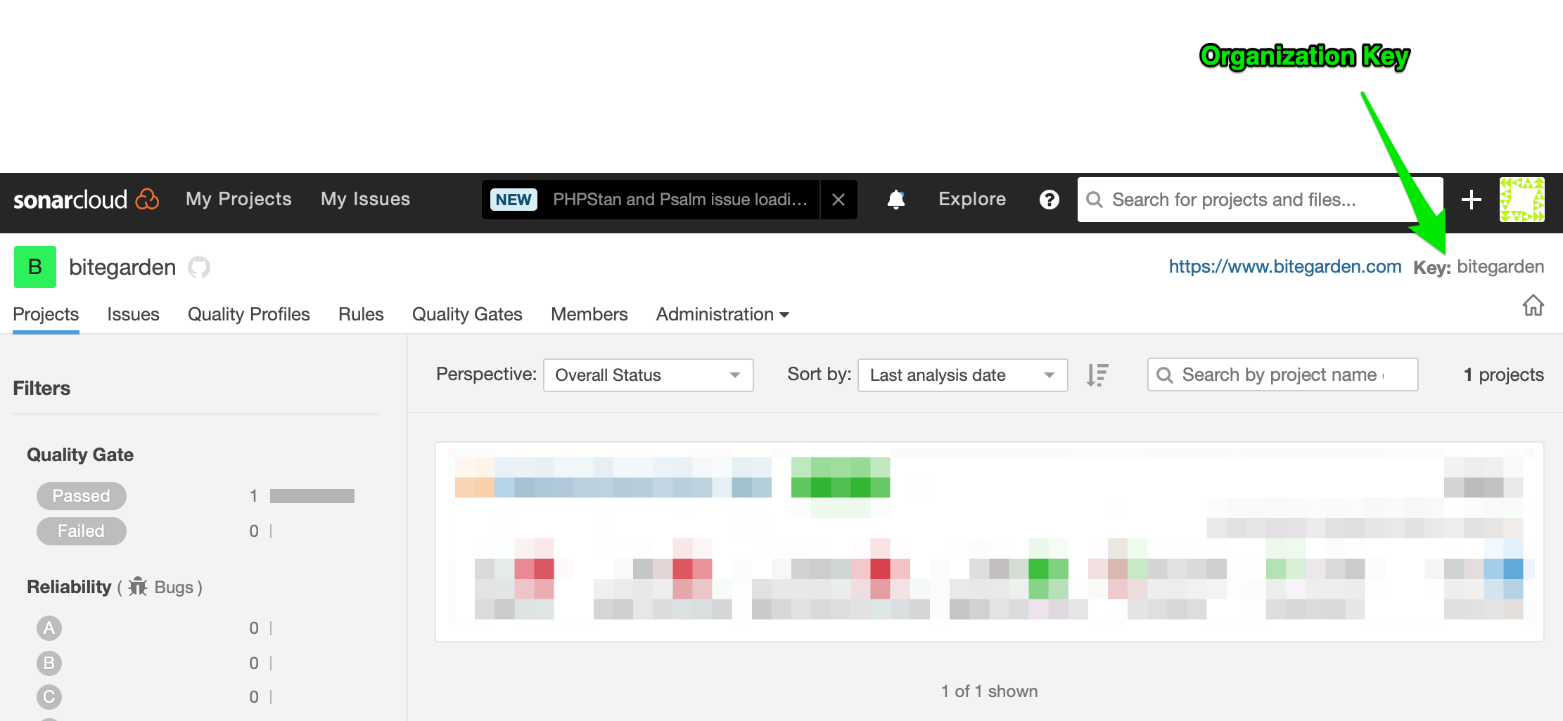 SonarQube Organization Key info