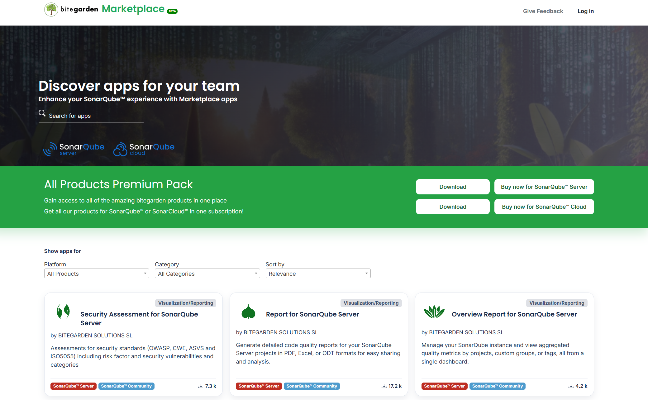 Banner Premium Pack home Marketplace bitegarden