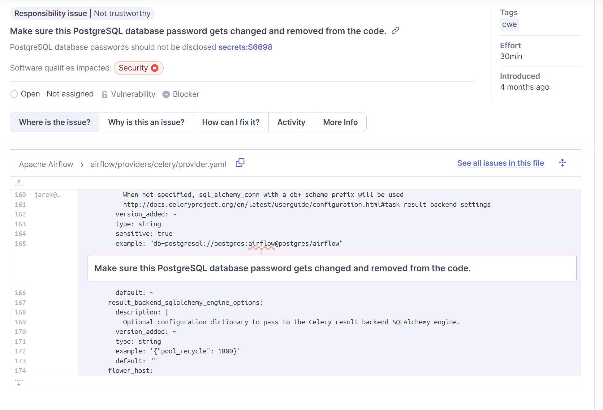 Vulenrability example in SonarQube