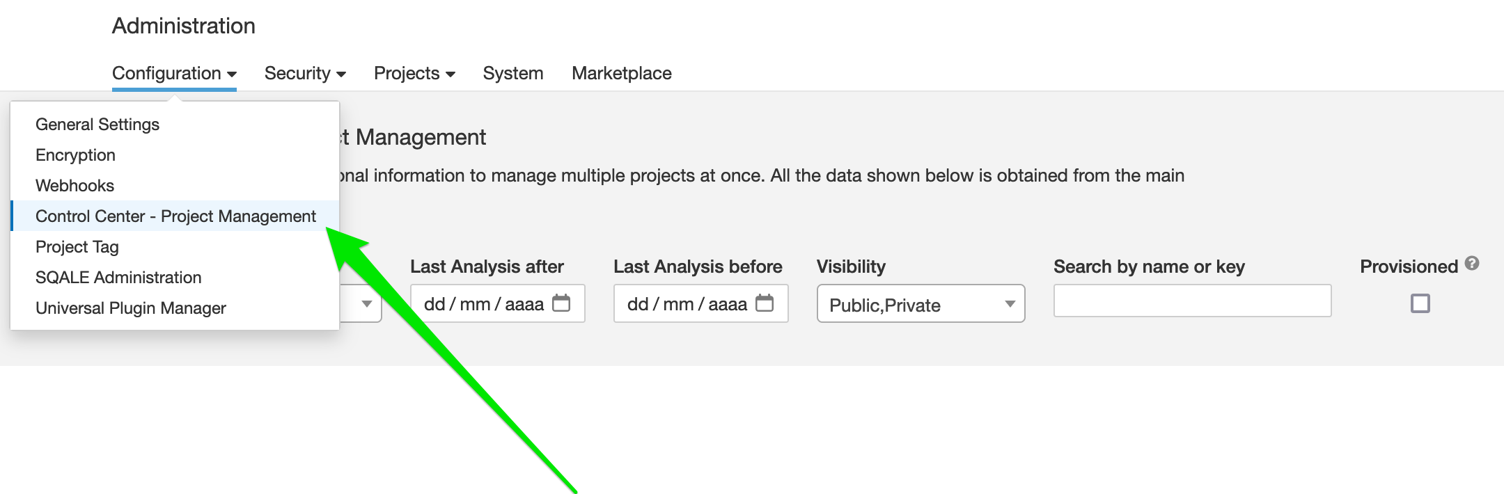 Control Center for SonarQube™ new UI option