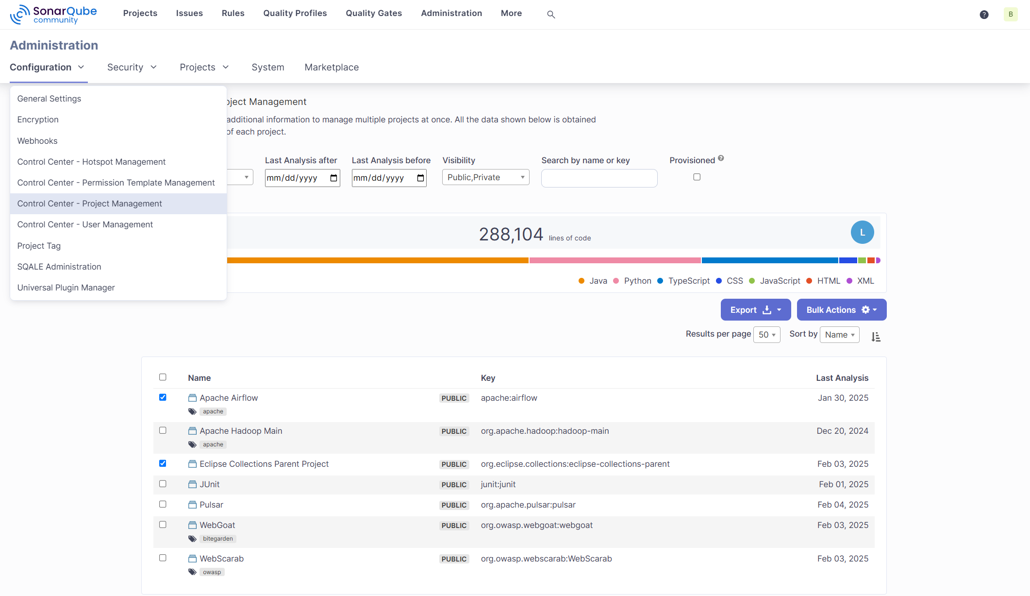 Control Center for SonarQube