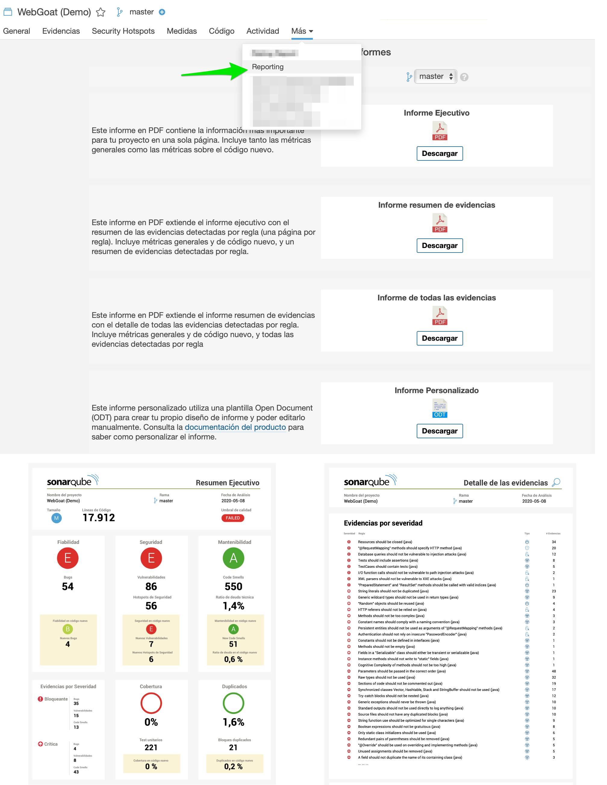 Captura Report for SonarQube