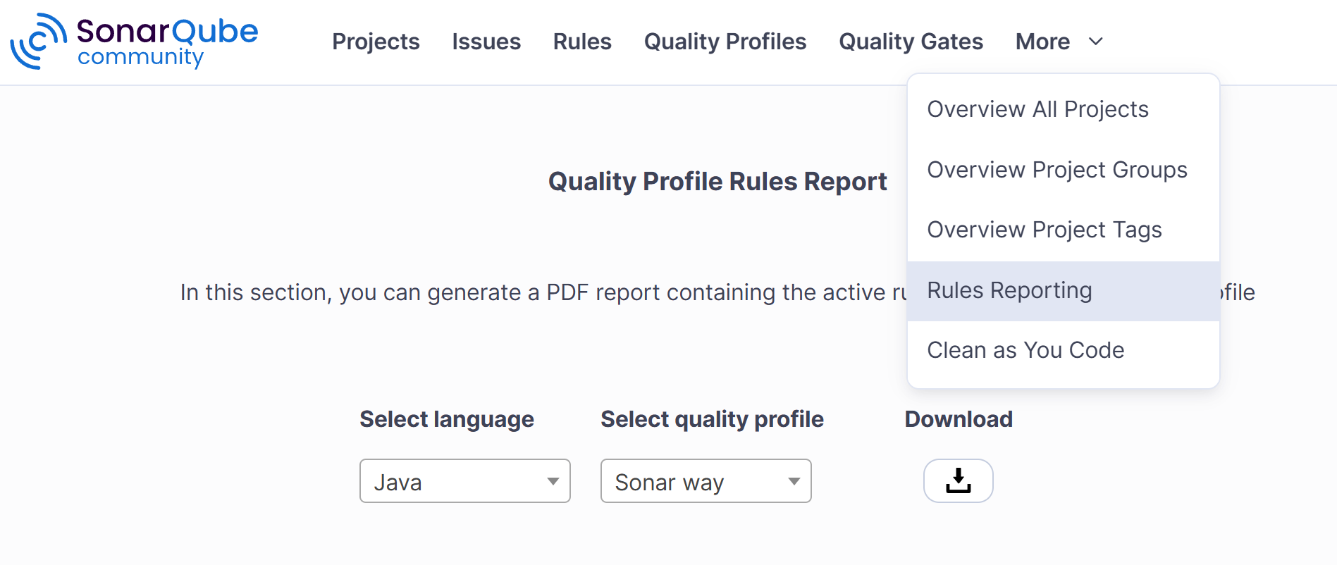 Rules Reporting Report Plugin for SonarQube Server