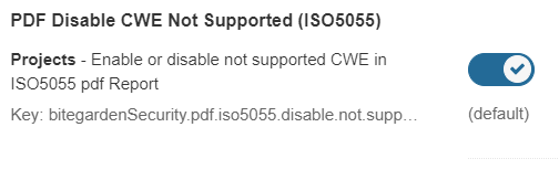 Disable ISO5055 Not Supported CWE Option